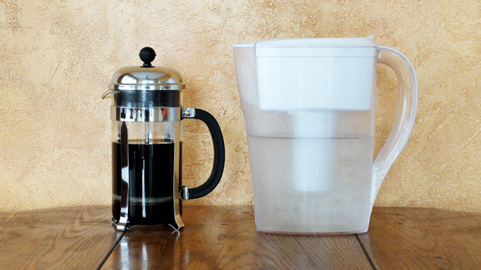 Using a Brita jug to purify water for making coffee