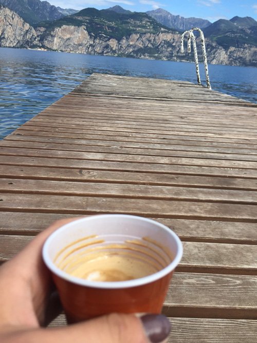 Coffee by the lake.