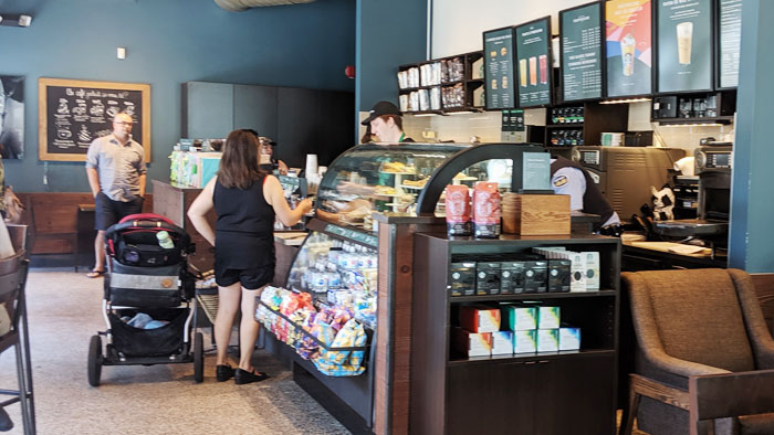 Interior of Starbucks coffee shop